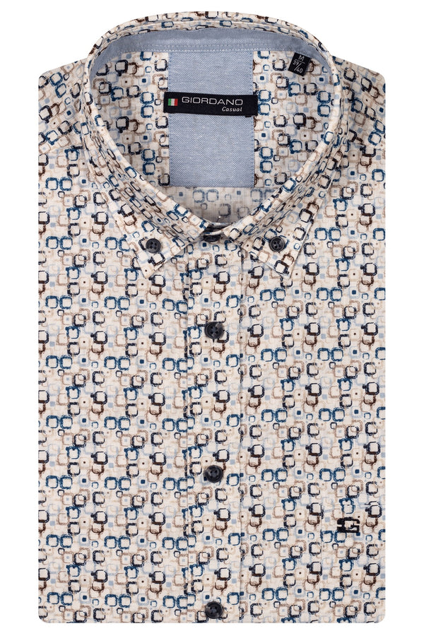 Giordano Short Sleeve League Abstracht Print Button Down Shirt 516024