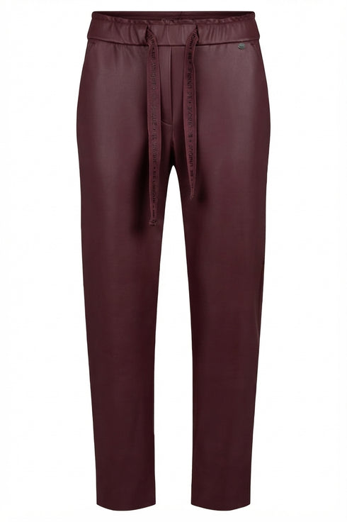 Robell Women's Wine/Prune Kati 09 Faux Leather Drawstring Waist Slim Fit Trousers 5264660042-49