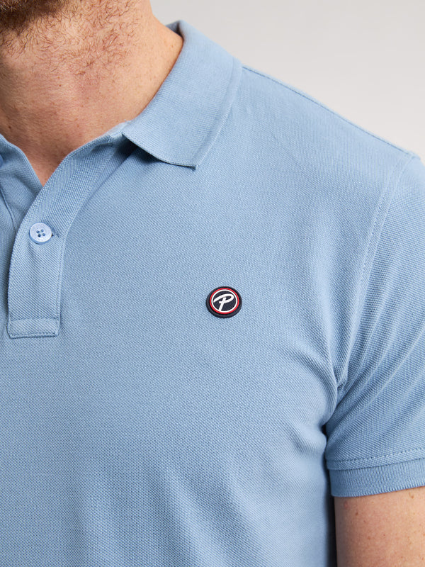 Petrol MROS-POL002 Plain polo with open collar and button placket.