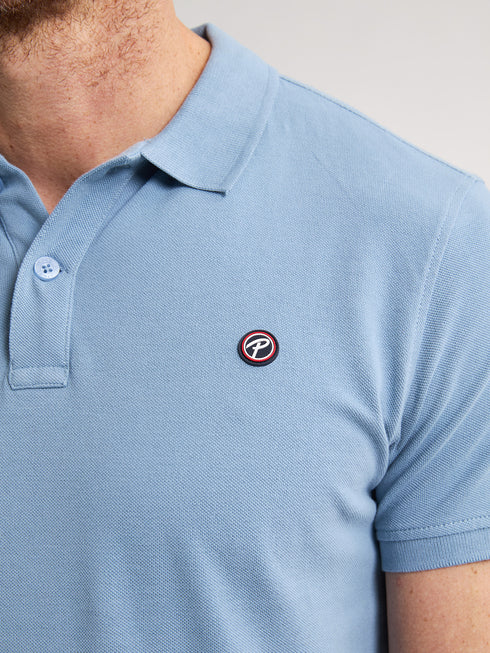 Petrol MROS-POL002 Plain polo with open collar and button placket.