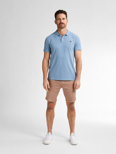 Petrol MROS-POL002 Plain polo with open collar and button placket.