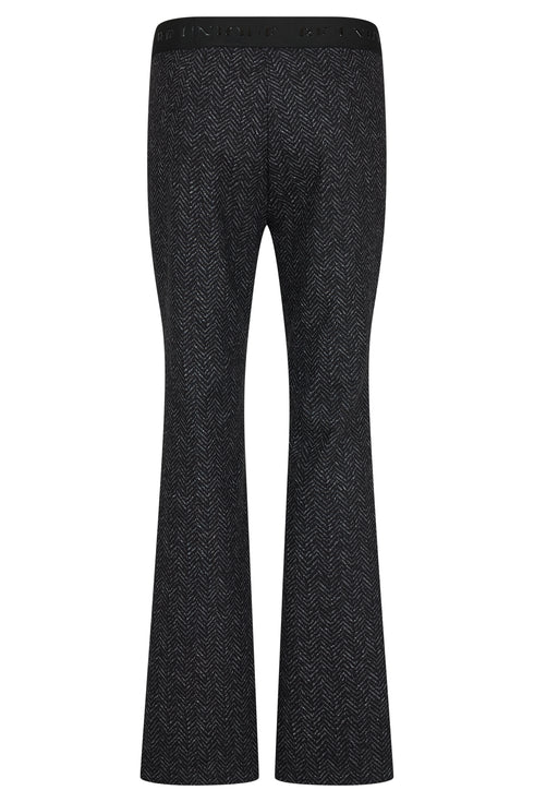Robell Joella Herringbone Pull-On Bootcut Trousers 82cm 534745521890 - Black