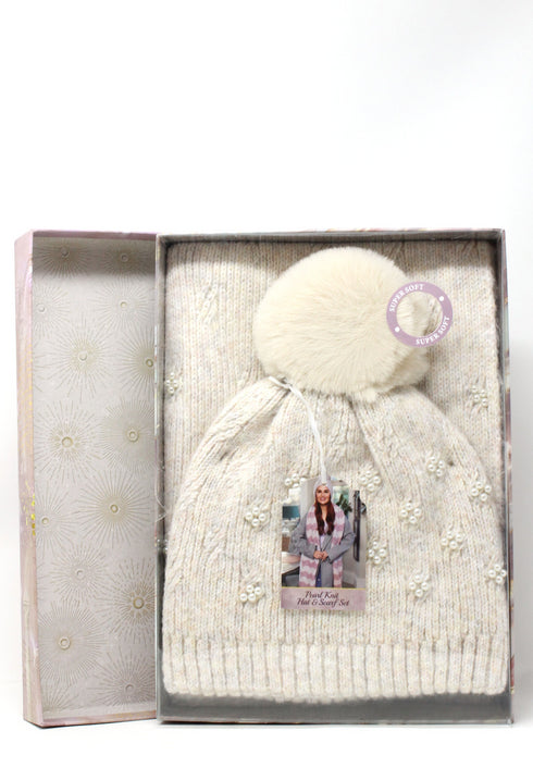 Something Special Pearl Hat and Scarf Gift Set – Luxury Winter Gift Set 55M759