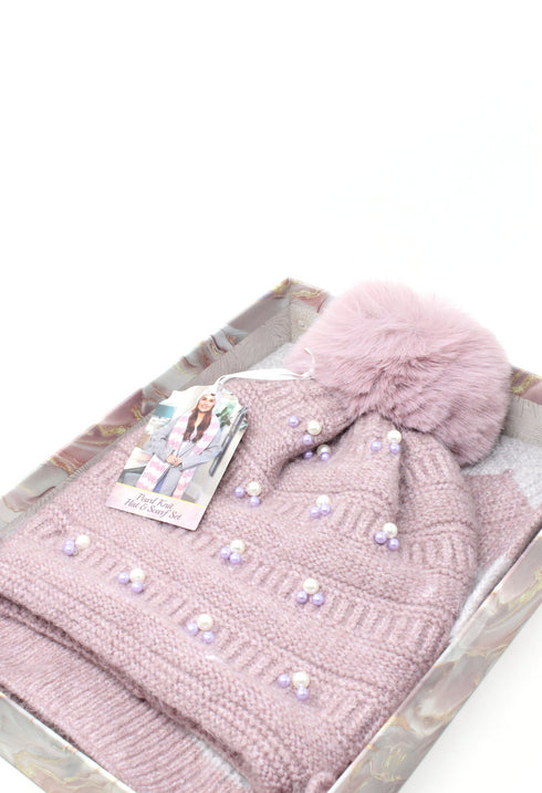 Something Special Pearl Hat and Scarf Gift Set – Luxury Winter Gift Set 55M759