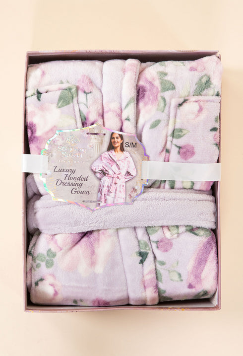 Something Special Luxury Hooded Dressing Gown – Super Soft Floral Gift Boxed 55M770