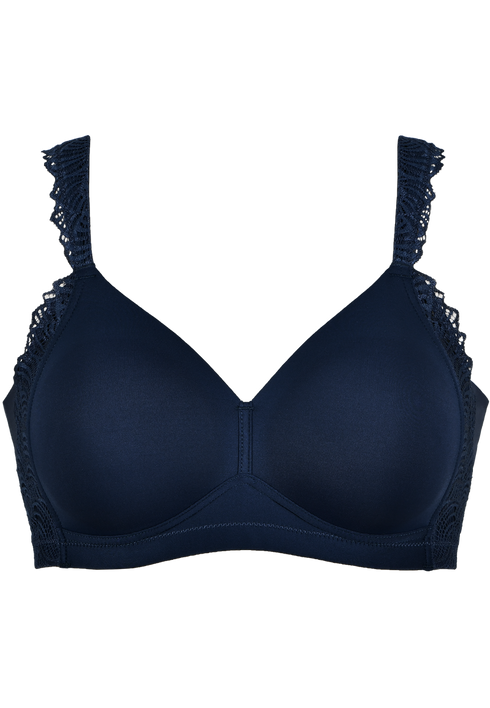 Naturana Womens Wire-Free Side Smoother Lace Bra 5675 - 251 Navy