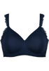 Naturana Womens Wire-Free Side Smoother Lace Bra 5675 - 251 Navy