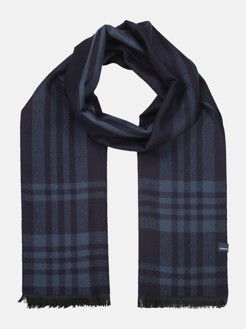 Lerros Woven Check Winter Scarf 5691086 485 - Classic Navy