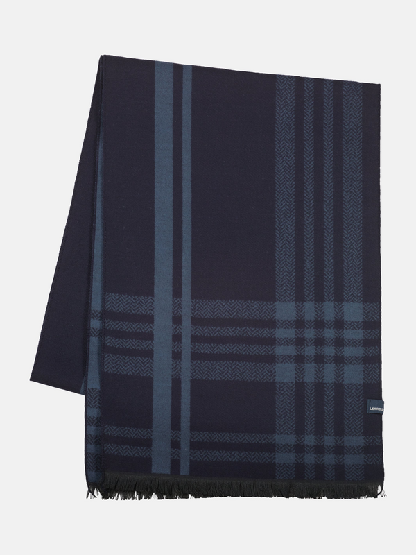 Lerros Woven Check Winter Scarf 5691086 485 - Classic Navy