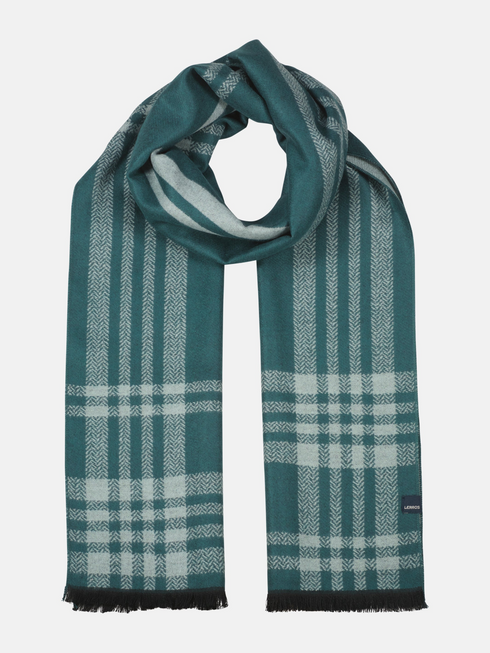 Lerros Woven Check Winter Scarf 5691086 664 - Cedar Green