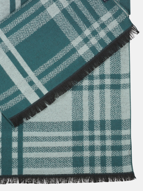 Lerros Woven Check Winter Scarf 5691086 664 - Cedar Green