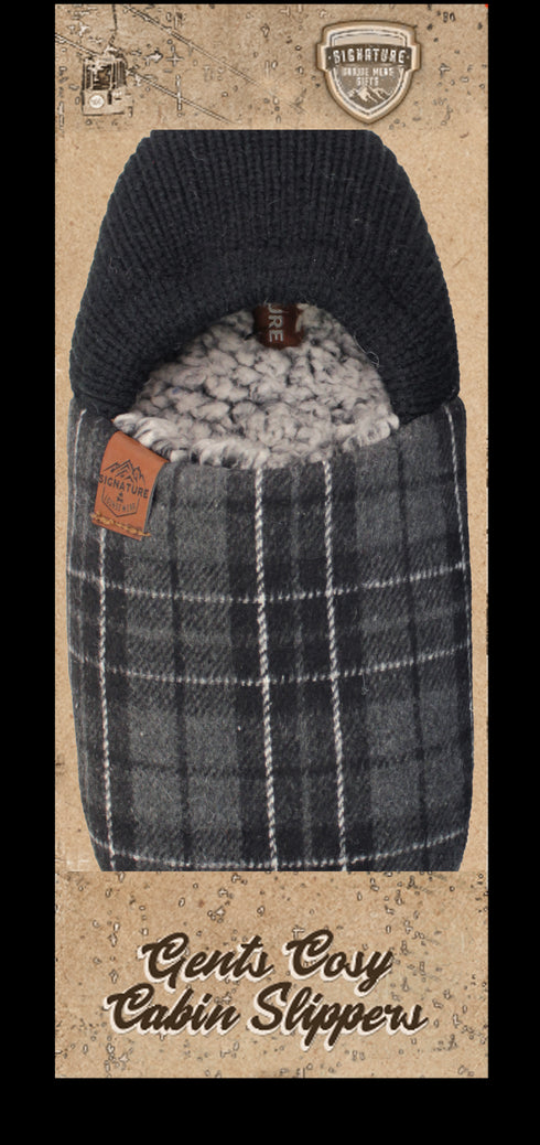 Signature Gents Cosy Cabin Slippers – Sherpa Lined Comfort 55P486