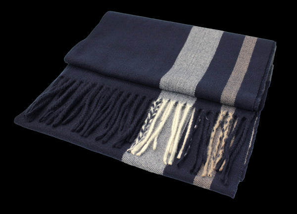 Portland Luxury Boxed Navy Scarf – Classic Check Winter Accessory 56P494