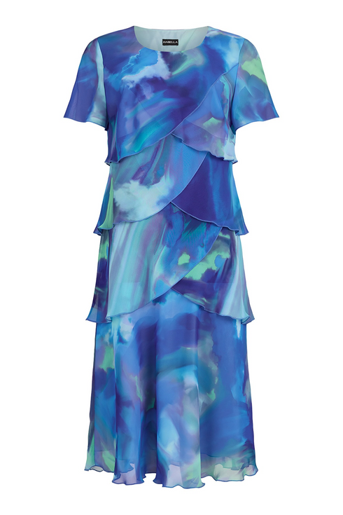Habella Ocean Whisper Tier Dress Palace Blue Ocean Print 58156 50109