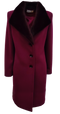 Christina Felix Longline Wool and Cashmere Coat with Faux Fur Collar Wine 583-4524