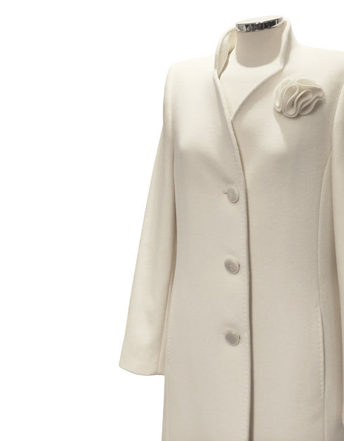 Christina Felix Wool Cashmere Coat 3/4 Length Ivory Cream 591-4201