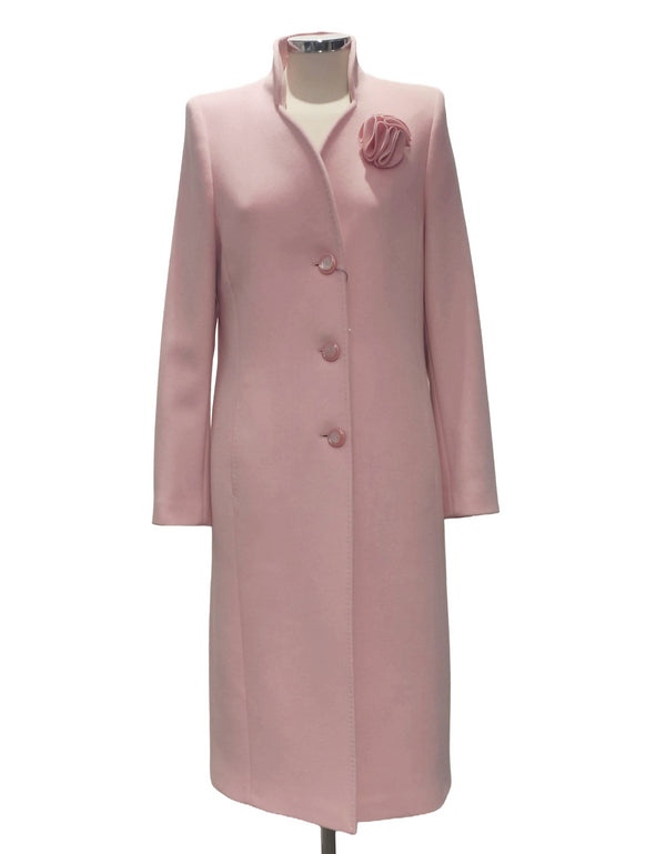 Christina Felix Wool Cashmere Coat 3/4 Length in Light Pink - 591-4490