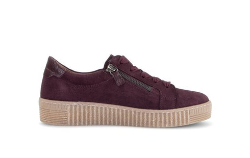 Gabor Suede Platform Trainer with Zipper 6010.02.006 - Mulberry