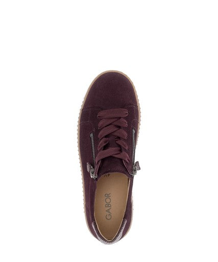 Gabor Suede Platform Trainer with Zipper 6010.02.006 - Mulberry