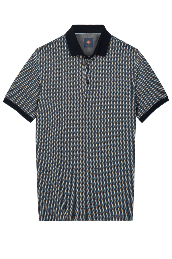 BAILEYS Indigo Blue 3-D Raster Print Polo Shirt — Modern Fit | 615246