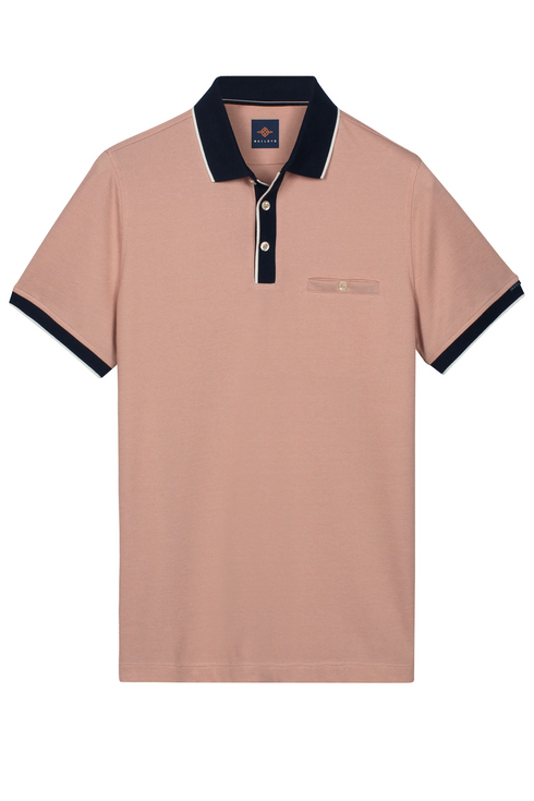 Bailys Menswear Men's Dusty Rose Modern Fit Polo Shirt with Chest Pocket 615273 32
