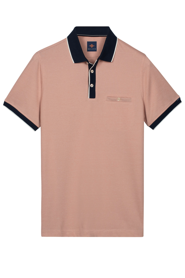 Bailys Menswear Men's Dusty Rose Modern Fit Polo Shirt with Chest Pocket 615273 32