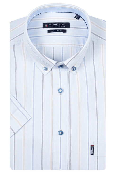 Giordano League Short Sleeve Button Down Angel Falls Blue 616141-61
