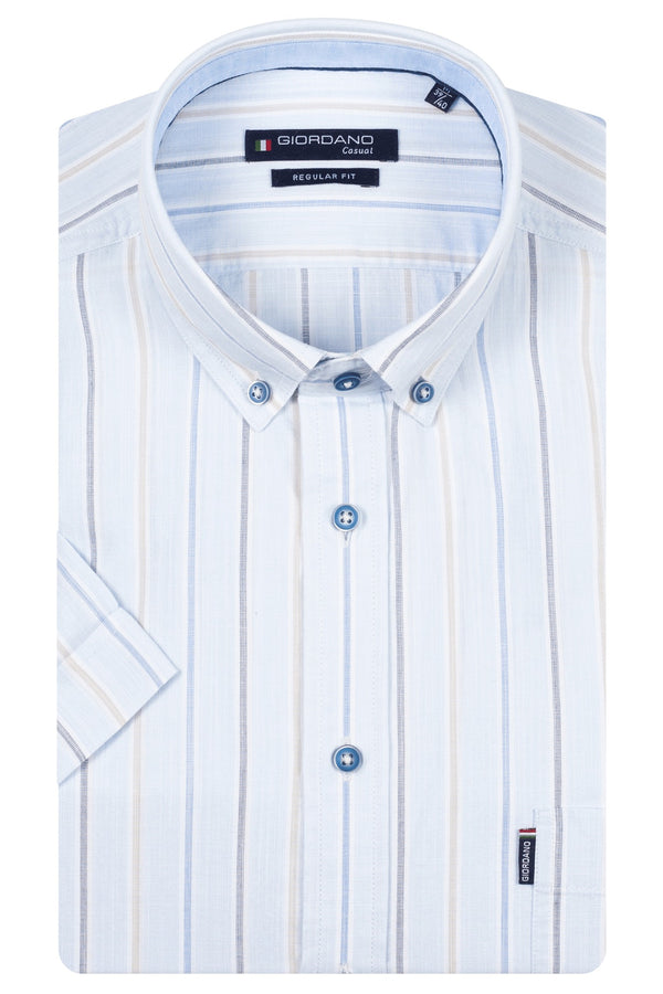 Giordano League Short Sleeve Button Down Angel Falls Blue 616141-61