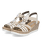 Rieker Women's Elasticated Wedge Sandals with Instep Detail Beige 619B2-60