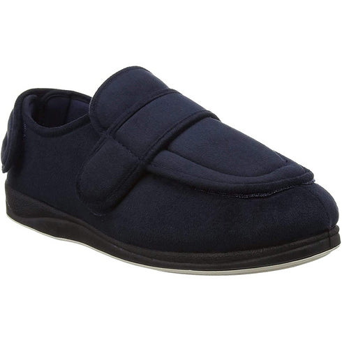 Padders Wrap 429 Men's Navy Wide-Fit Slippers - Easy-Access Velcro Closure with Memory Foam Comfort