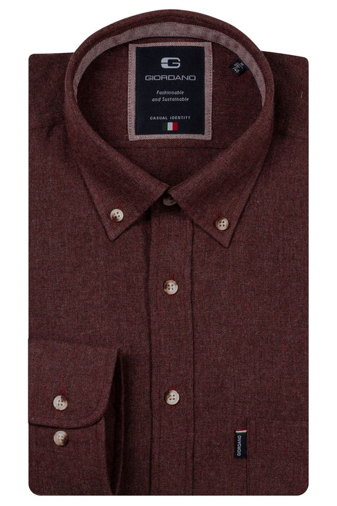 Giordano Dino Melange Flannel Twill Shirt 627005 30 - Burgundy