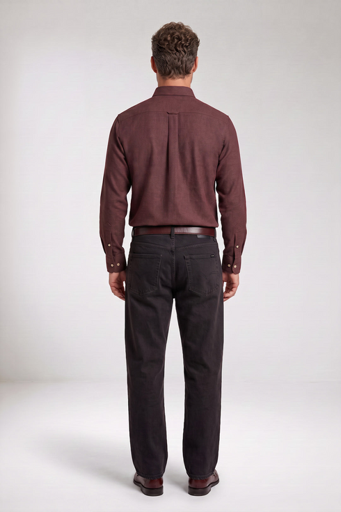 Giordano Dino Melange Flannel Twill Shirt 627005 30 - Burgundy