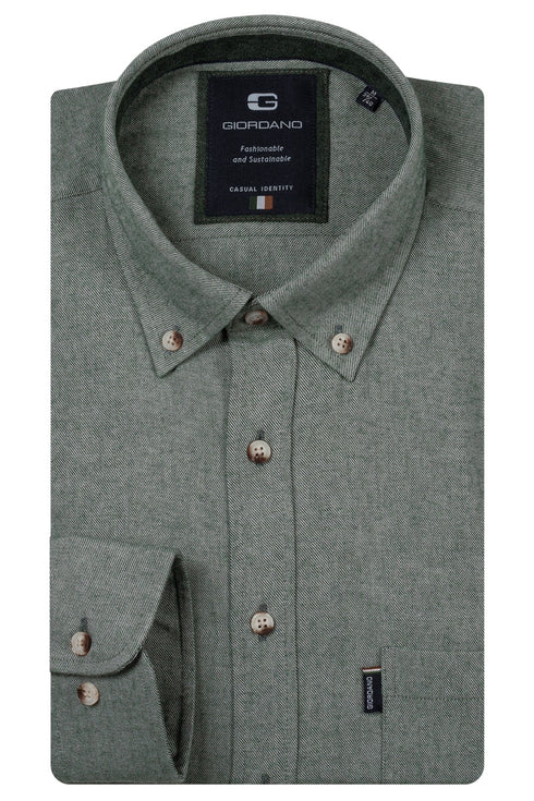 Giordano Dino Melange Flannel Twill Shirt 627005 71 - Green