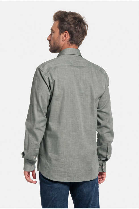 Giordano Dino Melange Flannel Twill Shirt 627005 71 - Green