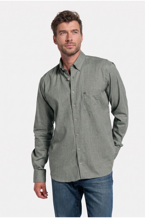 Giordano Dino Melange Flannel Twill Shirt 627005 71 - Green