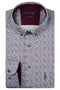 Giordano Dino Satin Stretch Graphic Print Long Sleeve Shirt 627025 40 - Dark Red