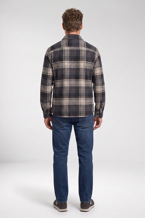 Giordano Salerno Melange Check Overshirt 627520 - Navy
