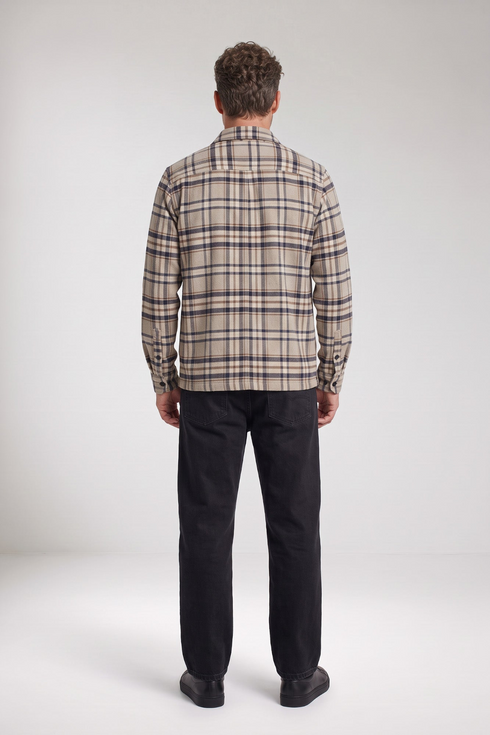 Giordano Salerno Twill Check Comfort Fit Overshirt 627522 - Navy