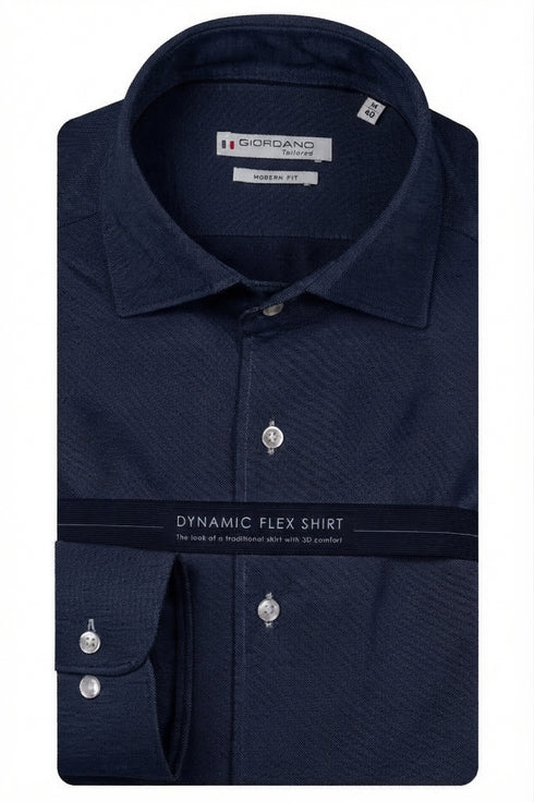 Giordano Bormio Tailored Dynamic Flex Long Sleeve Shirt 627810 60 - Navy