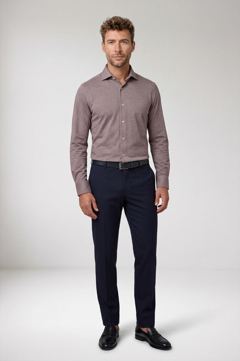 Giordano Bormio Tailored Dynamic Flex Long Sleeve Shirt 627810 30 - Burgundy