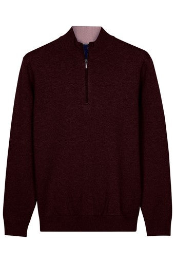 Baileys Cotton Cashmere Blend 1/4 Zip Pullover 628498 495 - Dark Cassis