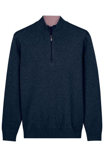 Baileys Cotton Cashmere Blend 1/4 Zip Pullover 628498 675 - Dark Denim
