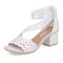 Rieker 64657-80 White Decorative Perforated Sandal Antistress Comfort Velcro Strap