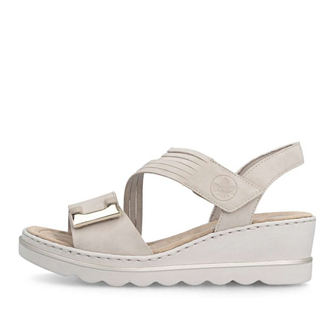 Rieker Women's Beige 67410-62 Antistress Wedge Sandals with Velcro Straps