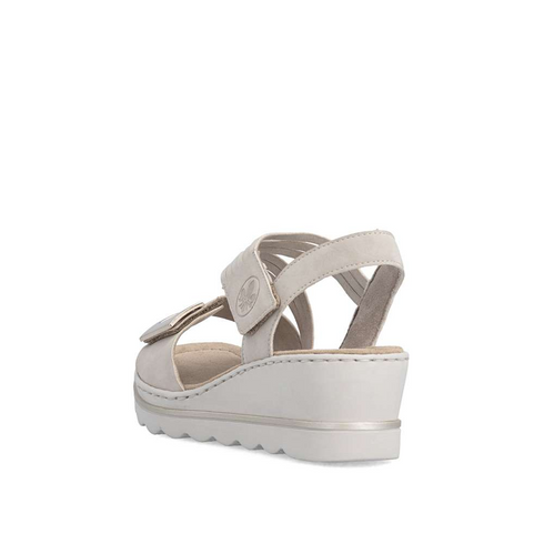 Rieker Women's Beige 67410-62 Antistress Wedge Sandals with Velcro Straps