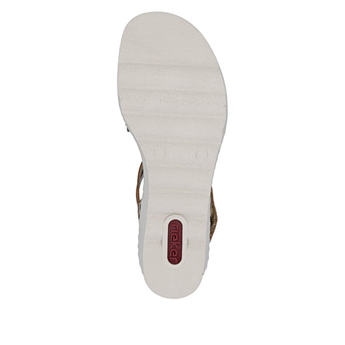 Rieker Women's Leopard & Beige 67410-90 Antistress Wedge Sandals with Velcro Straps