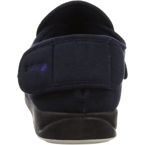 Padders Wrap 429 Men's Navy Wide-Fit Slippers - Easy-Access Velcro Closure with Memory Foam Comfort