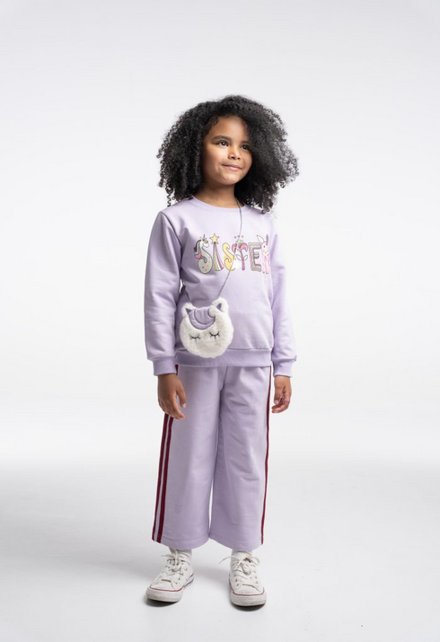 Ebita Girls 2-Piece Purple Sister Tracksuit Set with Matching Bag 267226