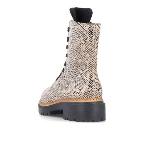 Rieker Vegan Antistress Python Laced Ankle Boot 72627-64 - Beige