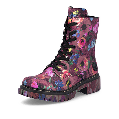 Rieker Antistress Floral Lace & Zip Ankle Boots – Purple Multi SKU 72627-92